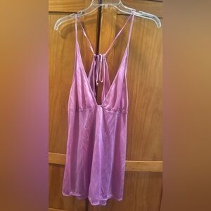 Moda International Purple Metallic Camisole Top w/ Gold Bead Details Adjustable